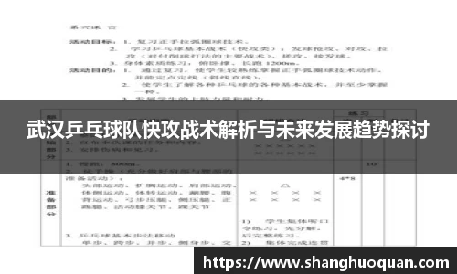 武汉乒乓球队快攻战术解析与未来发展趋势探讨